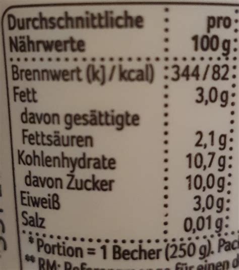 Joghurt Mild Vanille Fett Rewe Beste Wahl Kalorie Kj A Nutri N