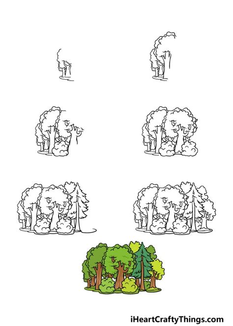 Cartoon Forest Drawing - How To Draw A Cartoon Forest Step By Step