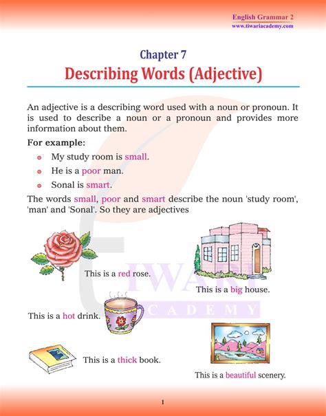 Class 2 English Grammar Chapter 7 Adjectives Or Describing Words