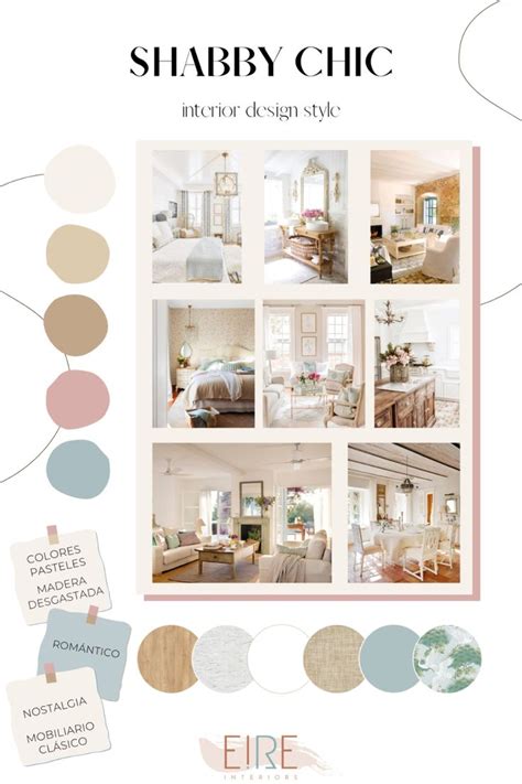 Estilo decoración shabby chic Consiste un una paleta de colores