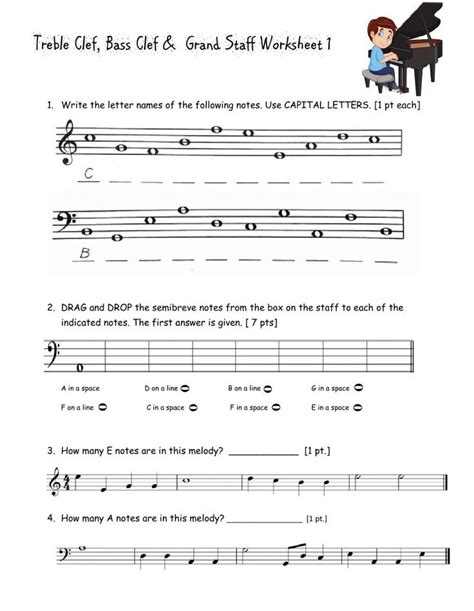 Treble Clef Notes Worksheet | Worksheets, Reading worksheets, Math ...