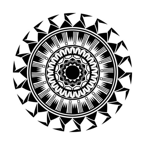 Bentuk Lingkaran Maori Desain Tato Suku Pola Polinesia Mandala Vektor