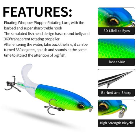 Topwater Fishing Lure Rotating Tail VMC Hooks 2024 Fish Bait EBay