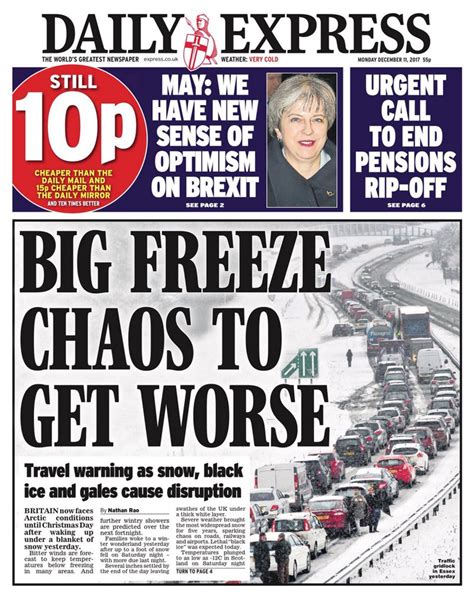 Newspaper Headlines Big Freeze Chaos And Fresh Brexit Doubts BBC News