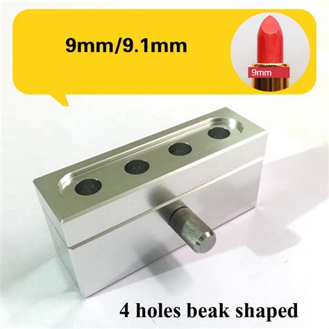 1pc 9mm Aluminium Alloy Cosmetic Beak Shaped Lipstick Mould 4 Cavities