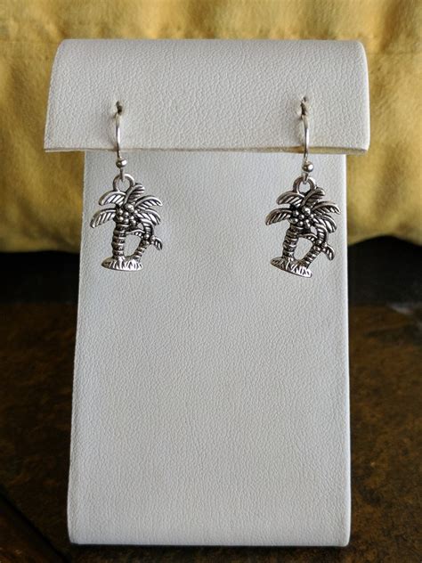 Silver Palm Tree Dangle Earrings Etsy