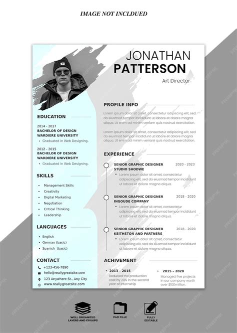 Premium Psd Creative Modern Professional Resume Cv Psd Template