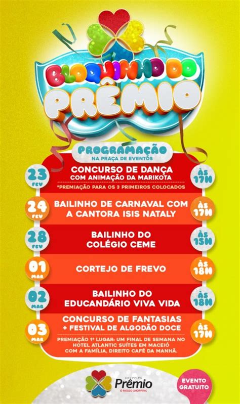 Shopping Prêmio terá prévia carnavalesca programação gratuita FaxAju