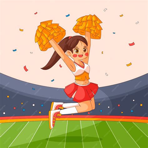 Illustration De Dessin Animé De Pom Pom Girl Dessinée à La Main Vecteur Gratuite