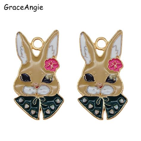 2pcs Drop Oil Animal Rabbit Tag For Earring Jewelry Diy Accessories