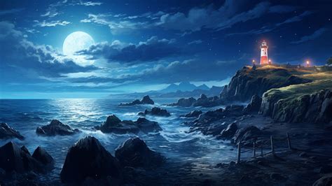 Lighthouse near the ocean at night by JonahCampbellRocks04 on DeviantArt