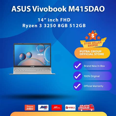 Jual Resmi Laptop Asus Vivobook M Dao Ryzen Gb Gb Ssd