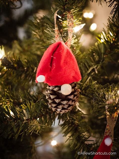 Diy Pinecone Gnome Christmas Ornaments A Few Shortcuts