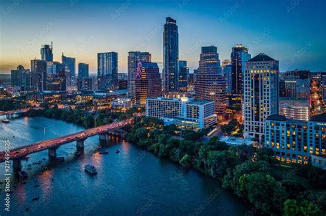 Austin Texas Skyline At Sunset Stock Photo Adobe Stock