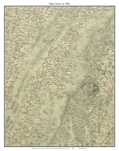 Page County 1864 Old Map With Homeowner Names Virginia