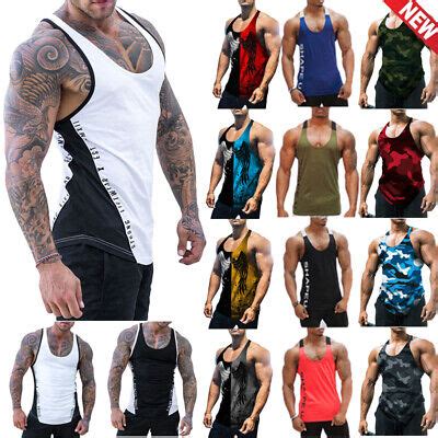 Herren Fitness Tank Top Muskelshirt Bodybuilding T Shirt Top Sport Gym