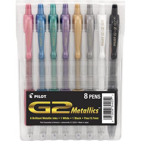 Pilot G2 Retractable Brilliant Metallic Gel Ink Pens In Assorted Color