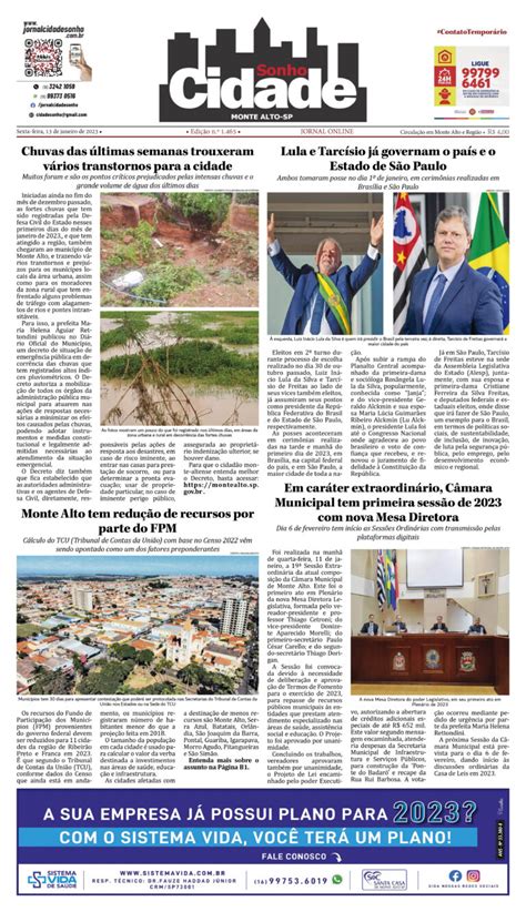 Edi O N De De Janeiro De Jornal Cidade Sonho Monte Alto