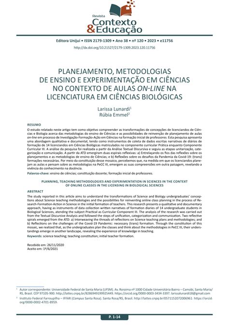 PDF Planejamento metodologias de ensino e experimentação em ciências