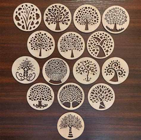 Sous Tasses En Bois Arbre De Vie Art D Co Gravure Laser