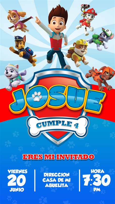 Invitaci N De Paw Patrol Gratis Para Editar Invitaciones De Paw Hot