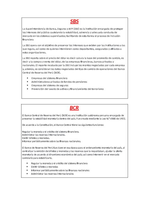 Semana Sbs Bcr Resumen Banca Y Seguros Sbs La Superintendencia De