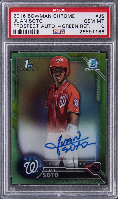 Lot Detail 2016 Bowman Chrome Prospects Autographs Green Refractor