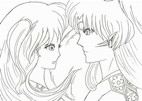 Rin And Sesshoumaru Lineart By Sayornara On Deviantart