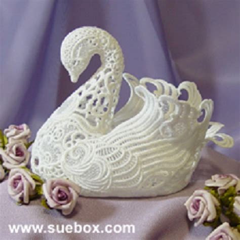 3d Lace Swan Fsl Embroidery Motif By Sue Box Sue Box Creations