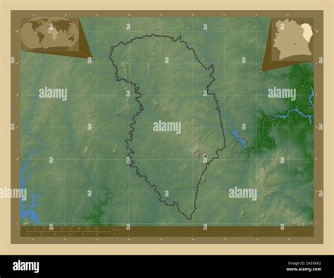 Zanzan District Of Cote D Ivoire Colored Elevation Map With Lakes And