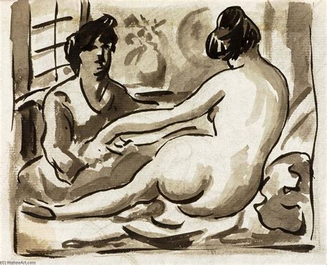 Oil Painting Replica Reclining Female Nude With Attendant By Carl