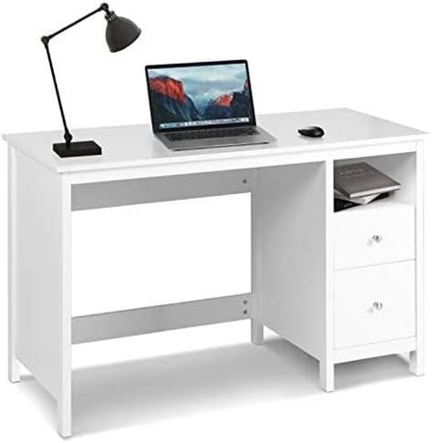 LLBIULife White Desk with Drawers Office Desk with Drawers Writing ...