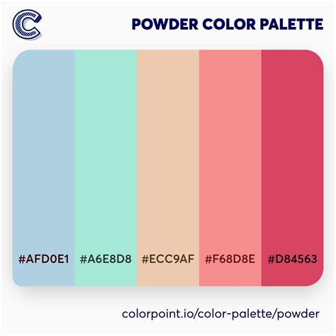 Powder Color Palette - Soft Blue, Cyan, Orange, and Red Shades