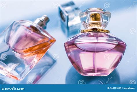 Pink Perfume Bottle On Glossy Background Sweet Floral Scent Glamour