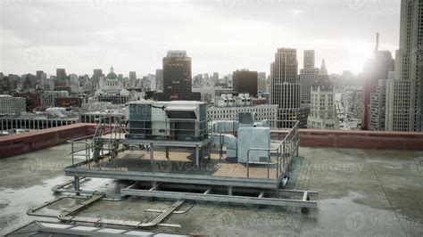 The Roof Of Building With Skyscrapers View On The City 17283110 Stock