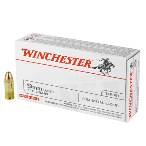 Winchester Usa Target 9mm Luger 115gr Full Metal Jacket 50 Box Munitions Express