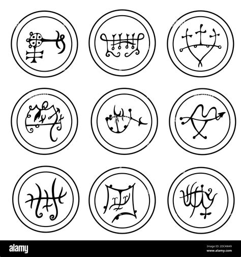 Conjunto De Sellos M Gicos Estilizados Dibujados A Mano S Mbolos