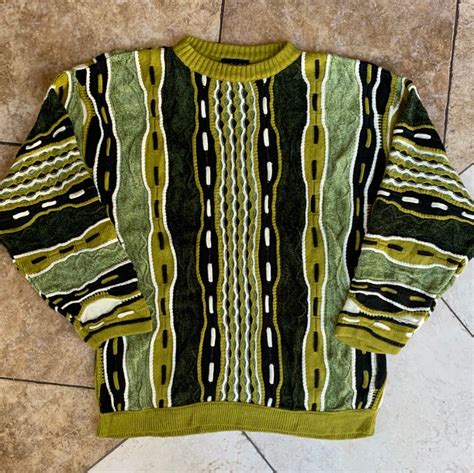 Vintage Coogi Style Green Knitted Sweater Large Depop Funky