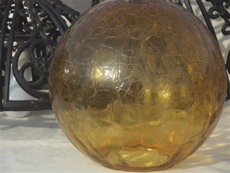 60s Vintage Globe Pendant Light Retro Amber Glass Gothic Spanish Iron