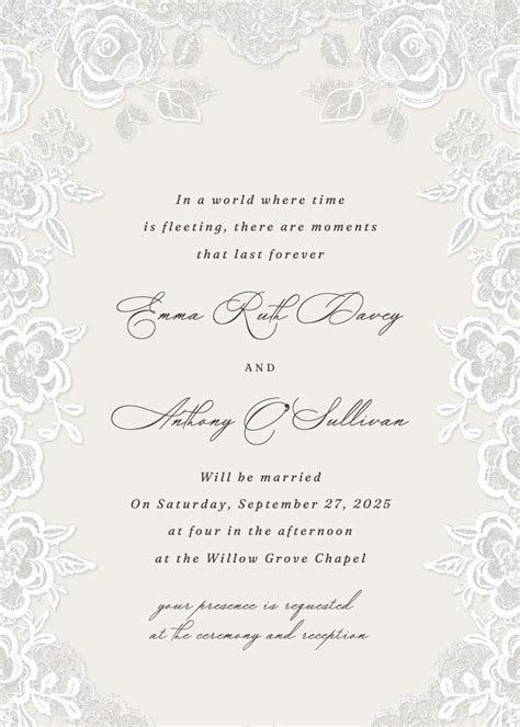 Lovely In Lace Wedding Invitation Template Greetings Island