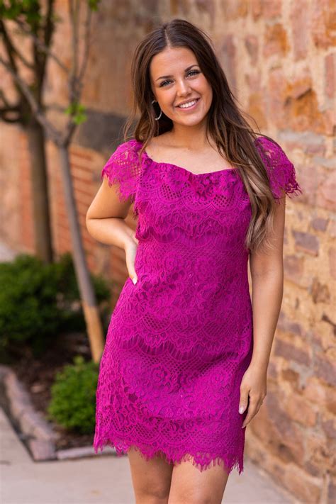 Berry Scalloped Trim Lace Dress · Filly Flair