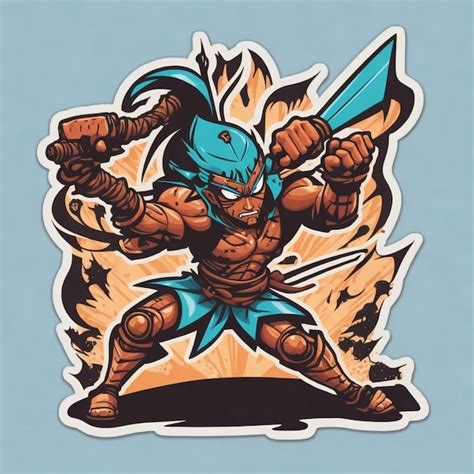 Premium Photo Sticker Cool Stickman Warrior Performing A Fighting