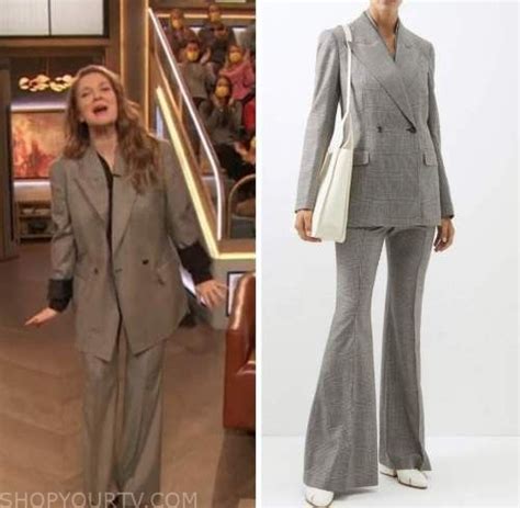 Drew Barrymore Show November 2022 Drew Barrymore S Grey Plaid Blazer And Pant Suit Grey Plaid