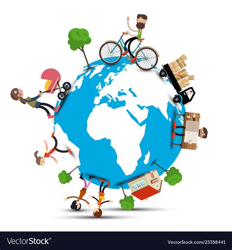 Globe - earth with people Royalty Free Vector Image