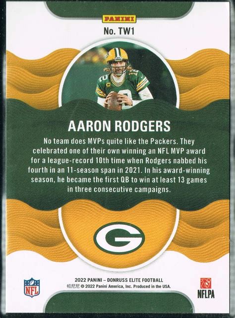 2022 Panini Donruss Elite Title Waves Green Tw1 Aaron Rodgers For Sale Online Ebay