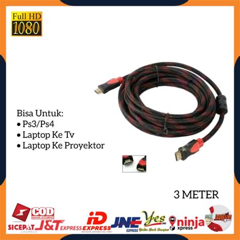 Jual COD KABEL HDMI DARI LAPTOP PS3 KE TV LED PROYEKTOR 3 METER