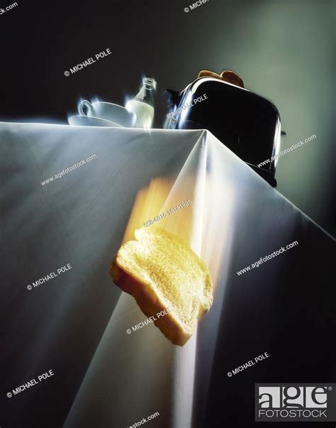 Toast Falling From The Breakfast Table Stock Photo Picture And Rights