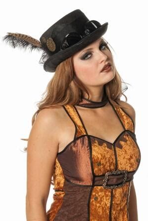 Karneval Damen Hut Steampunk Zylinder Mit Brille Schwarz