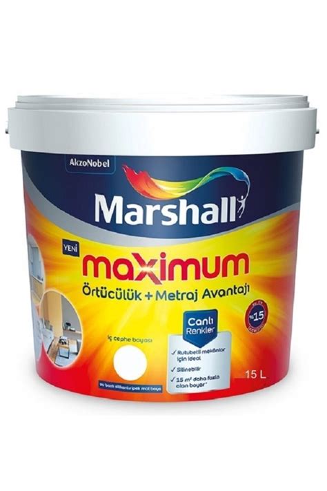 Marshall Maximum Su Bazlı Silinebilir Ipeksi Mat 15 Lt 20 Kg Tütsü