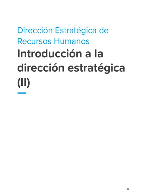 Direccion Estrategica De Recursos Humano Pdf Gestión De Recursos